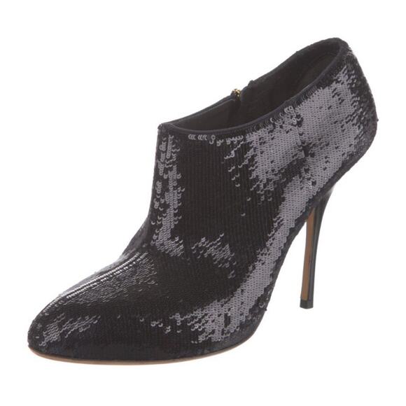 GUCCI Black Sequin Ankle Booties Heeled Boots EU 38.5 US 8.5 EUC - Picture 1 of 5